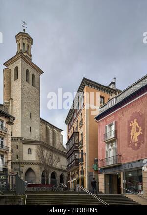 Die mittelalterliche Kirche San Saturnino Cernin aus dem 13. Jahrhundert ist die Schutzpatronin der Stadt Pamplona, Navarra, Spanien, Europa Stockfoto