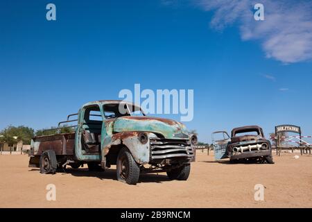 Auto Wreck in Solitär, Namib Naukluft Park, Namibia Stockfoto