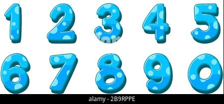 Schriftdesign für Zahlen von eins bis Null auf weißer Hintergrundabbildung Stock Vektor