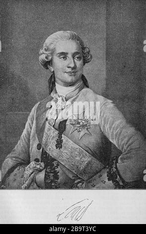 Ludwig XVI., König von Frankreich, Ludwig XVI. August von Frankreich (23. August 1754 - 21. Januar 1793) Aus dem Haus Bourbon war als Louis Auguste erster Herzog von Berry und wurde nach dem Tod seines Vaters im Jahre 17650Dauphin und nach dem Tod seines Großvaters im Jahre 1774/4 schließlich König von Frankreich und Navarra/Ludwig XVI., König von Frankreich, Ludwig XVI.. August von Frankreich (23. August 1754 - 21. Januar, 173) aus dem Haus der Bourbonen war als Louis Auguste zunächst Herzog von Berry und wurde nach dem Tode sines Vaters, 17625 Dauphin, nach dem Tode sines Großvaters, 174. König von Frank Stockfoto