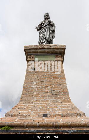 Italien Alta Via dei Monti Liguri - Stufe 5 - Statue des Erlösers auf dem Gipfel des Monte Saccarello Stockfoto