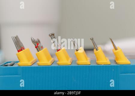 Düsensatz für ein Makro der Zahnbur Stockfoto