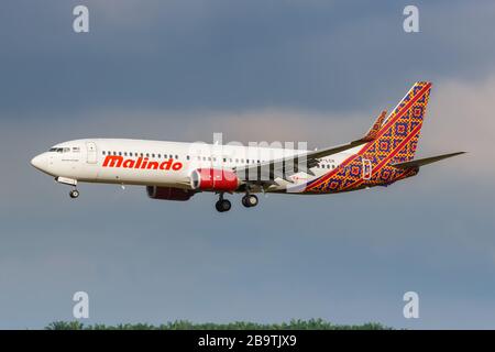 Kuala Lumpur, Malaysia - 21. Januar 2018: Malindo Air Boeing 737-800 Flugzeug am Flughafen Kuala Lumpur (KUL) in Malaysia. Boeing ist eine US-amerikanische Flieger Stockfoto