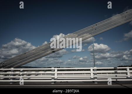 Stahlseile zur Unterstützung der severn-Brücke Stockfoto