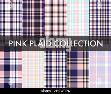 Pink Plaid, kariert, Tartan nahtlose Mustersammlung, geeignet für Modetextilien und Grafiken Stock Vektor