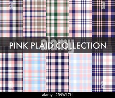 Pink Plaid, kariert, Tartan nahtlose Mustersammlung, geeignet für Modetextilien und Grafiken Stock Vektor