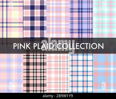 Pink Plaid, kariert, Tartan nahtlose Mustersammlung, geeignet für Modetextilien und Grafiken Stock Vektor