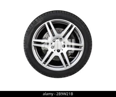 Glänzendes neues Autorad auf weißem Hintergrund isoliert Stockfoto