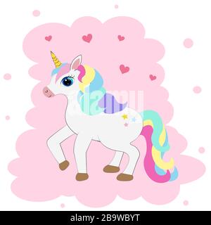 Niedlicher Unicorn-Cartoon-Illustrationsvektor Stock Vektor