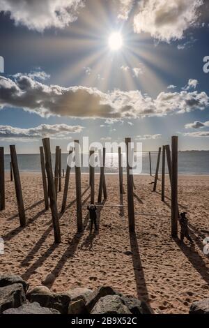 Hjerting Beach in Esbjerg an einem sonnigen Frühlingstag, Dänemark Stockfoto