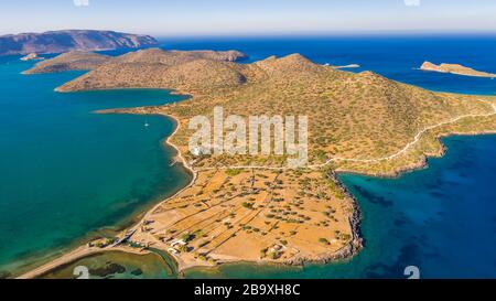 Luftaufnahme von Elounda, Insel Crete, Griechenland Stockfoto