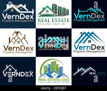 Immobilien-Set-Logo Design Stockfoto