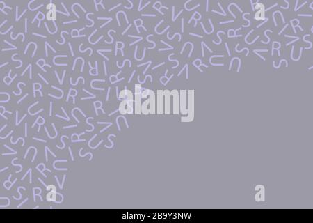 Virus. Zusammensetzung der Buchstaben des Wortes "Virus"; typografischer Hintergrund. Variante in hellgrau. Stock Vektor
