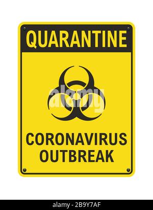 Vektordarstellung des gelben Vorzeichens für den Ausbruch des Quarantäne-Coronavirus Stock Vektor