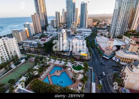 Blick vom Balkon, Surfers Paradise, Queensland, Australien. Stockfoto