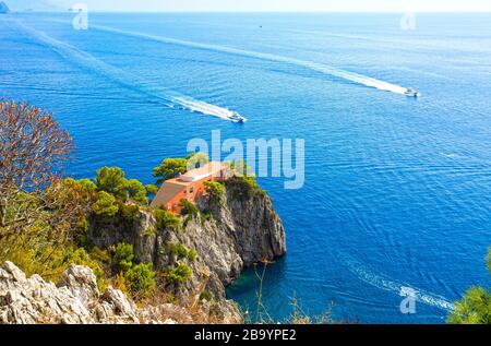 Villa Malaparte Villen, Kap Punta Massullo, Insel Capri, Kampanien, Italien, Europa Stockfoto