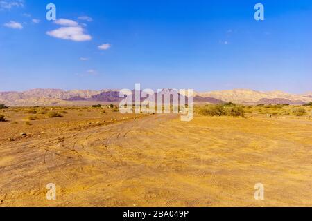 Blick auf das Arava Wüste Landschaft, im Süden Israels Stockfoto