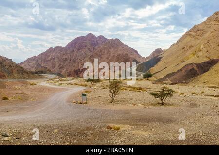 Blick auf den Nahal Shlomo (Wüstental). Eilat-Gebirge, Südisraelisch Stockfoto