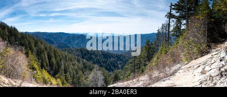 Ein Panoramablick auf den Great Smoky Mountains National Park vom Alum Cave Trail Stockfoto