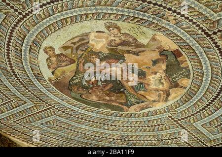 Mosaiken aus einer römischen Villa in Pafos, Zypern. Stockfoto