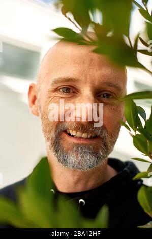 Musikkünstler, Produzent und Tierrechtler Moby in seinem Restaurant Little Pine in Los Angeles, Kalifornien. Stockfoto