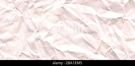 Weiße, zerknitterte Papiertextur. Weiß zerknitterter Papierhintergrund Stockfoto