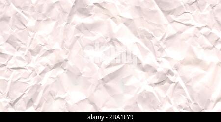 Gefaltete weiße Papiertextur. Papier mit Knicken und Dellen. Textur des weißen Papiers. Hintergrund des Panorama-Banners. Vintage-Retro-Stil Stockfoto