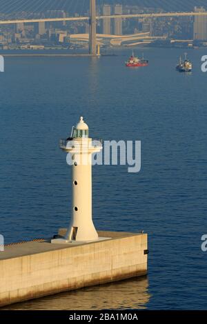 Wellenbrecher Leuchtturm, Busan, Südkorea, Asien Stockfoto