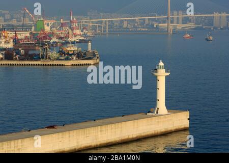 Wellenbrecher Leuchtturm, Busan, Südkorea, Asien Stockfoto