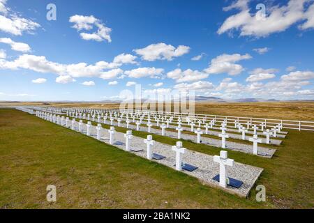 Argentinischer Friedhof, Ostfalkland, Falklandinseln, Falkland Stockfoto