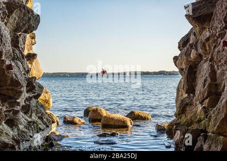 Grotte im Schweriner Schlossgarten Stockfoto