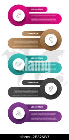 Infografiken des Kreises der Vektorvorlage. Geschäftskonzept mit 5 Optionen und Teilen. Fünf Schritte für Diagramm, Diagramme und Diashow. Pfad für Schritt Stock Vektor