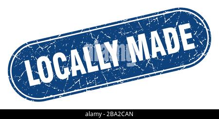 Lokal angefertigtes Schild. Lokal angefertigtem grunge-blauen Stempel. Etikett Stock Vektor