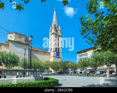 Kirche Santa Maria de Robin auf der Plaza iglesia, Binissalem, Mallorca, Balearen, Spanien Stockfoto
