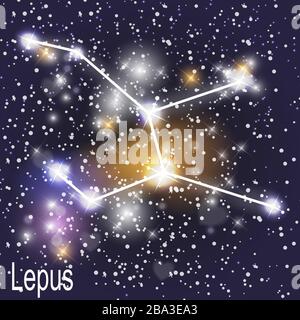 Lepus Constellation mit schönen hellen Sternen auf dem Hintergrund der Cosmic Sky Vector Illustration. EPS10 Stock Vektor