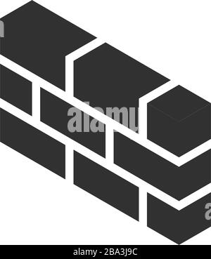 3D-Ziegelwand, Firewall-Symbol, Vektorsymbol im isometrischen 3D-Stil isoliert auf weißem Hintergrund. Stock Vektor