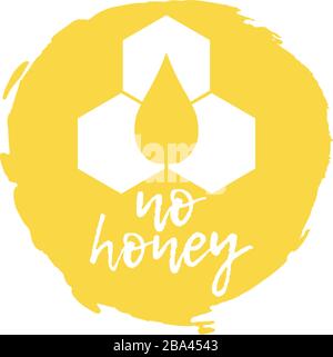 Kein Honig. Allergennahrung, Symbol für Bienenprodukte und Logo. Intoleranz und Allergienahrung. Konzept der schwarzen und einfachen Vektordarstellung und der isolierten Kunst Stock Vektor