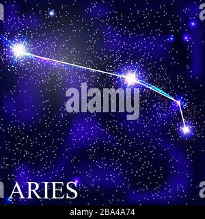 Widder-Sternzeichen mit schönen hellen Sternen auf dem Hintergrund der Cosmic Sky Vector Illustration EPS10 Stock Vektor
