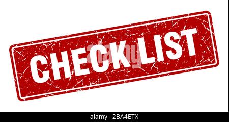 Überprüfen Sie den Listenstempel. Überprüfen Sie die alte rote Beschriftung. Signieren Stock Vektor