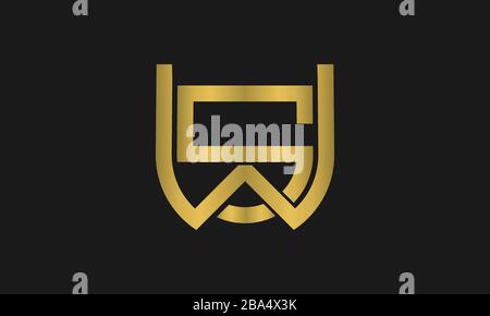 Buchstaben SW, WS Monogramm und Schild Zeichen Kombination. Logo-Design mit Line Art-Design. Symbolisiert Zuverlässigkeit, Sicherheit, Leistung, Sicherheit. Stock Vektor