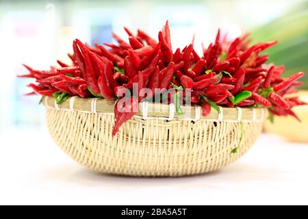 Viele rote Paprika, Nahaufnahme Stockfoto