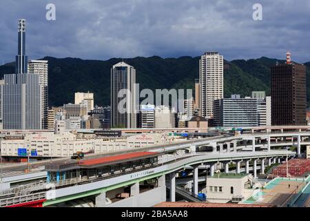 Port Liner Monorail Station, Stadt Kobe, Insel Honshu, Japan, Asien Stockfoto