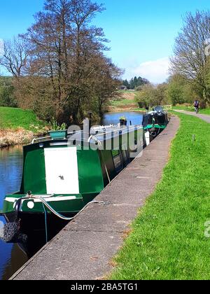 Der Leeds Liverpool Canal bei Salterforth in der schönen Landschaft an der Grenze zu Lancashire Yorkshire in Nordengland Stockfoto