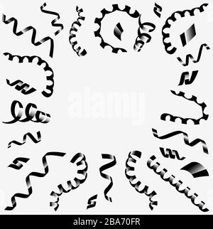Schwarze Serpentine im Kreis. Vektorschwarze Serpantinstücke im Kreis isoliert auf weißem Hintergrund. Schwarzes Freitagsbanner Stock Vektor