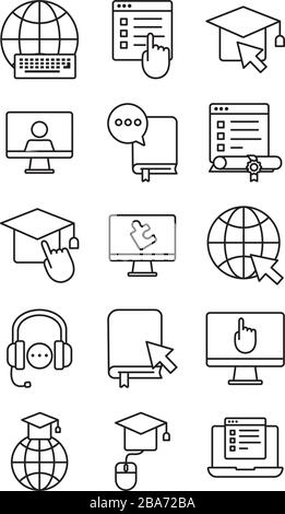 Online-Set-Symbole für Schulungen Stock Vektor
