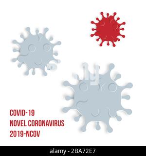 Coronavirus Bakterienzelle in Papierschnittplakat, 2019-nCoV Roman Coronavirus Virus. Keine Infektion und keine Coronavirus Konzepte. Gefährliches Coronavirus Stock Vektor