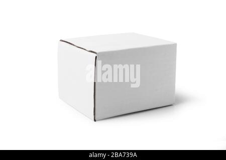 Weißen Karton isoliert auf weißem Hintergrund Stockfoto