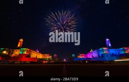 President House Panorama, Neu Delhi, Indien Stockfoto