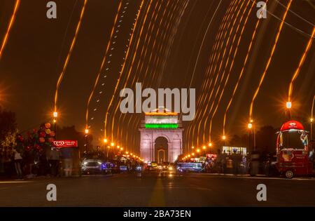 Das India Gate (ursprünglich das All India war Memorial) ist ein Kriegsdenkmal, das sich auf dem Rajpath, Neu Delhi, Indien befindet Stockfoto