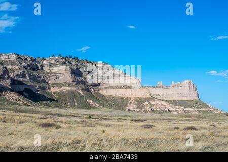 Felsige Landschaft des Scotts Bluff National Monument, Nebraska Stockfoto